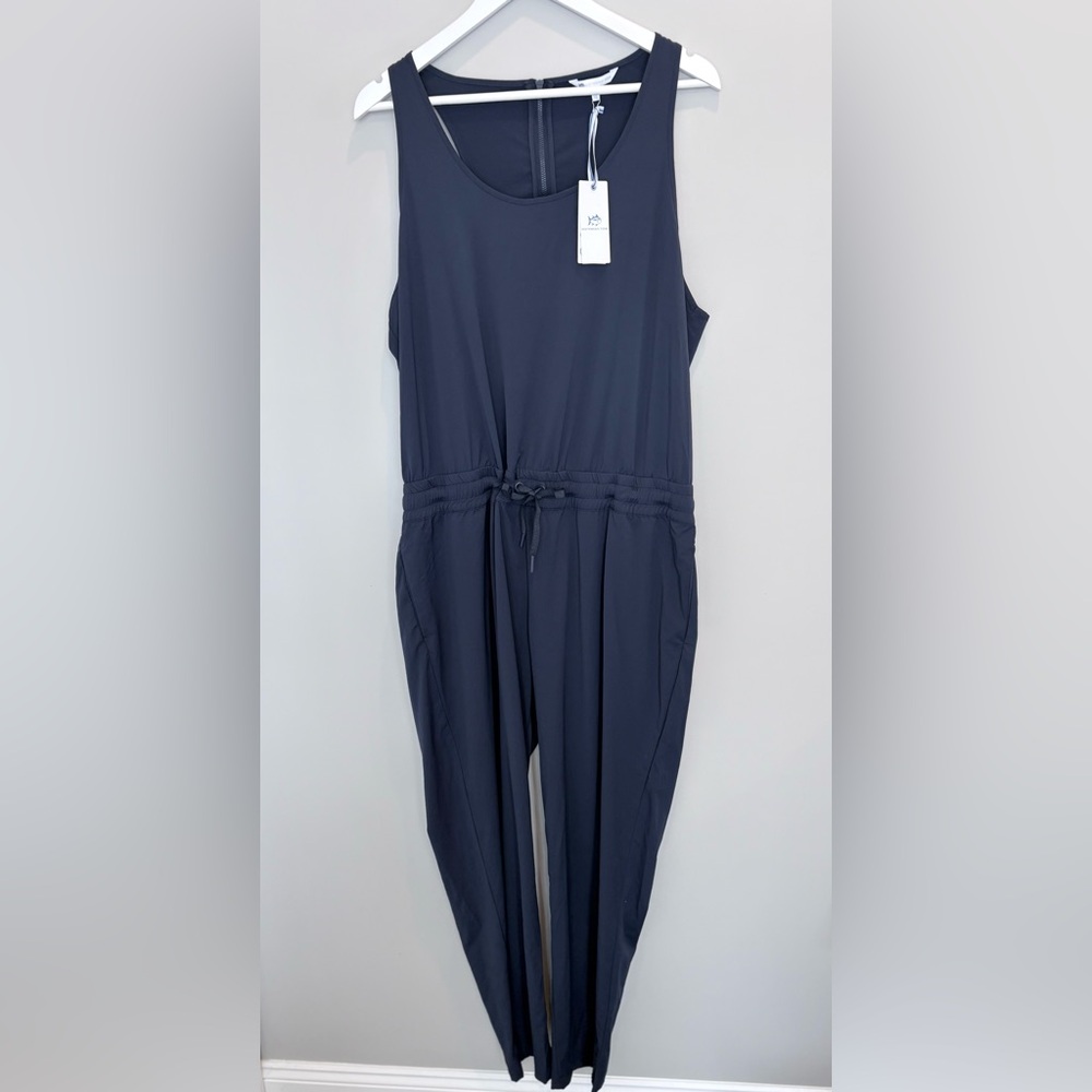 Southern Tide Devyn Jumpsuit XL Dress Blue NWT Sleeveless Drawstring Waist $148